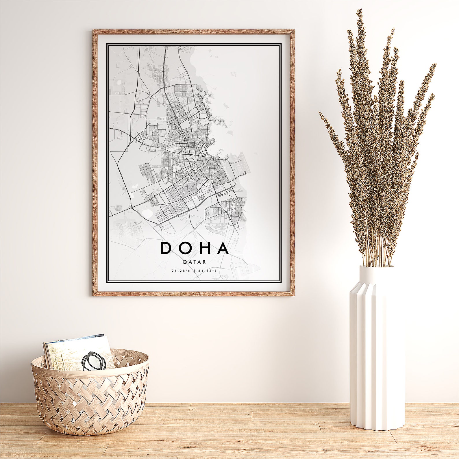 Doha Map Print, Doha Qatar City Map Poster, Engagement Map Art, Retro ...
