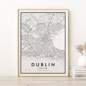 Impressão do mapa de Dublin, mapa da cidade de Dublin Irlanda, mapa retrô de locais personalizados, mapa rodoviário retrô de Dublin Irlanda, pôster do mapa da cidade de Dublin, impressões digitais