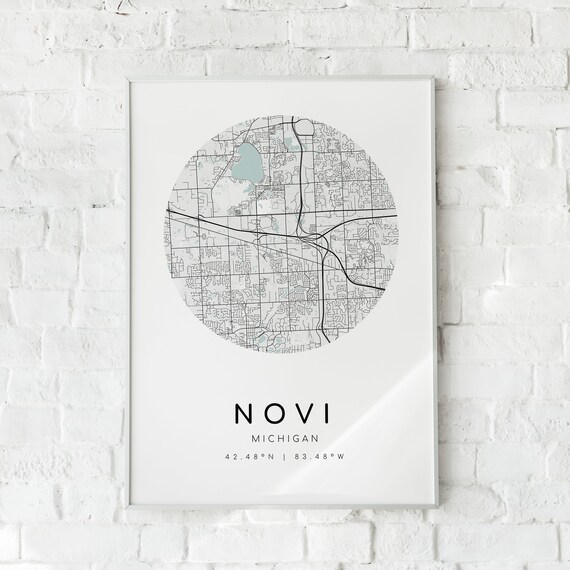 Novi michigan map print usa mi city map poster gifts for etsy