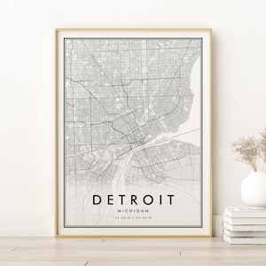 Detroit Michigan City Map Detroit map poster, Gift USA city map, Minimalist Map Art, personalized map, gifts for her, Digital Download