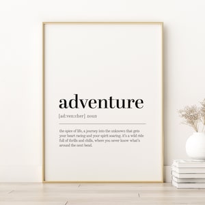 Adventure Definition Print, Adventure Dictionary Print, Birthday Gift Idea, Gifts For Him, Adventure Printable Wall Art, Digital Download