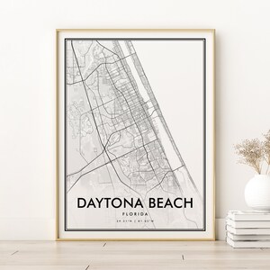 Daytona Beach Map Print, engagement kaart kunst, moderne Daytona Beach Florida kaart print, gepersonaliseerde kaart cadeau, cadeaus voor haar, digitale download