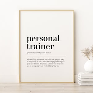 Personal Trainer Definition Print, Minimalist Print Modern Wall Art, Self Love Wall Art, Personal Trainer Quote Print, Digital Download