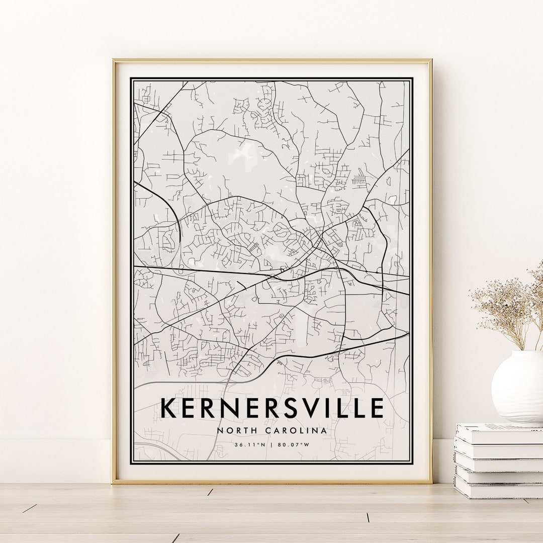 Kernersville Map Print, North Carolina Road Map Poster, Gifts for Her, Minimalist Custom Map