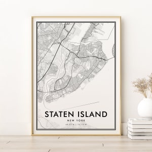 Mappa della città di Staten Island, poster della mappa della città di New York USA, arte della mappa retrò di Staten Island New York, regalo mappa personalizzata, regali per lui, download digitale