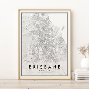 Brisbane Karte Drucken, Brisbane Australien Karte, beste Wohnkultur, Brisbane Straßenkarte Poster, druckbare Brisbane Karte, sofortiger Download Karte