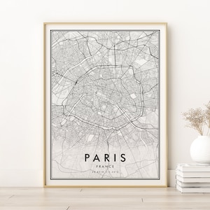 Parijs kaart afdrukken, Parijs stadskaart poster, gepersonaliseerde Parijs Frankrijk routekaart ontwerp, geweldige muurposter, aangepaste stadskaart cadeau, digitale download