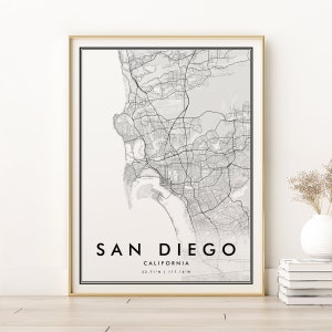 Impressão do mapa de San Diego, mapa da cidade de San Diego, arte do mapa de ruas da cidade da Califórnia, pôster de mapa antigo, arte do mapa de ruas da cidade, mapa de download instantâneo