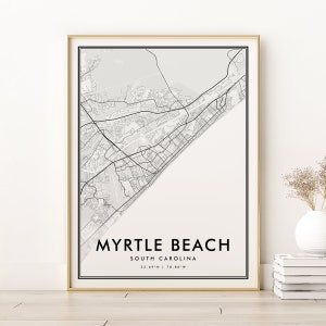 Myrtle Beach Karte, USA, South Carolina Myrtle Beach Stadt Karte, digitaler Download Stadtplan, Valentinstag Geschenk, druckbare Karte