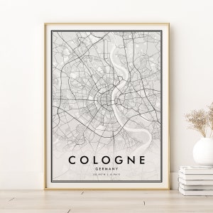 Köln Karte Druck, Köln Deutschland Karte, Minimalistische Retro Karte Poster, Köln Deutschland Straßenkarte Poster, Geschenke für sie, digitaler Download