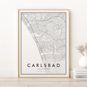 Carlsbad Map Print, USA Carlsbad California city map, digital map download, Retro Carlsbad city map, Valentine&#39;s Day Gift, printable maps