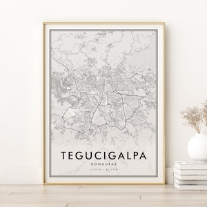 Impressão do mapa de Tegucigalpa, mapa da cidade de Tegucigalpa Honduras, pôster moderno do mapa da cidade, impressão de mapa retrô personalizado, presentes para ela, download digital
