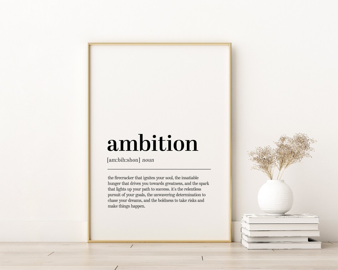 Ambition Definition Print, Ambition Office Definition Print, Unique