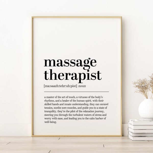 Massage Therapist Definition Print, Massage Therapist Dictionary Print, Birthday Gift Idea, Gifts For Him, Printable Art, Digital Download