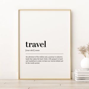 Travel Definition Print, Travel Minimalist Print Modern Wall Art, Travel Self Love Wall Art, Travel Book Quote Print, Digital Download