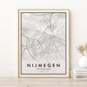 Nijmegen kaart print, Nijmegen Nederland stratenplan poster, minimalistische stadskaart kunst, engagement kaart print, nieuwe baan cadeau, digitale download