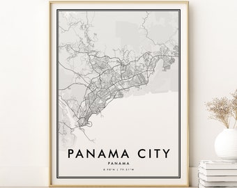 Panama City Map Print, Panama Country City Map, Any Locations Custom Map, Panama City Street Map Poster, gifts for her,Panama Digital Prints