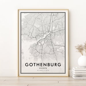 Impressão de mapa de Gotemburgo, mapa da cidade de Gotemburgo, arte de parede de mapa do estado, arte de mapa de ruas da Suécia, mapa para impressão de Gotemburgo Suécia, mapa de download instantâneo