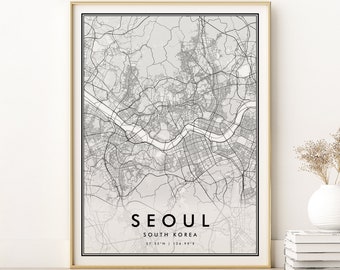Seoul Map Print, South Korea City Map, Custom Locations,  Personalized South Korea Seoul City Map, Home Map, gifts for her, Digital Download