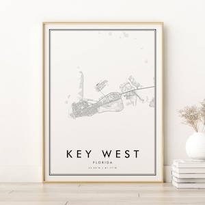 Key West City Map, Florida kaart afdrukken, moderne Key West poster, verjaardagscadeau, afdrukbare Key West stadsplattegrond, cadeaus voor hem, digitale prints