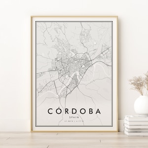 Córdoba Karte Druck, Cordoba Spanien personalisierte Straßenkarte Druck, Benutzerdefinierte Orte Benutzerdefinierte Karte Poster, Retro Cordoba Stadt Karte, sofort-Download