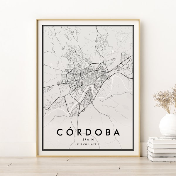 Córdoba Map Print, Cordoba Spain Personalized Road Map Print, Custom Locations Custom Map Poster, Retro Cordoba City Map, Instant Download