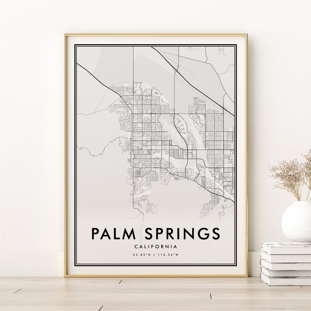 Palm Springs Map Print, Palm Springs California City Map, Road Map ...