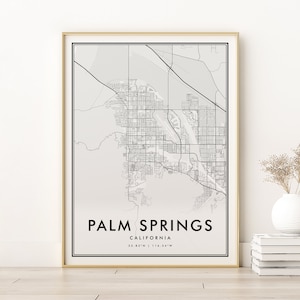 パームスプリングスの地図プリント、パームスプリングス カリフォルニア市街地図、道路地図ポスター、バレンタインデーギフト、パーソナライズされた街路地図、デジタルダウンロード