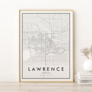 Impressão de mapa de Lawrence, mapa de Lawrence USA KS Kansas City, mapas de locais personalizados, mapa residencial de Lawrence Kansas Street, presentes para ela, impressões digitais