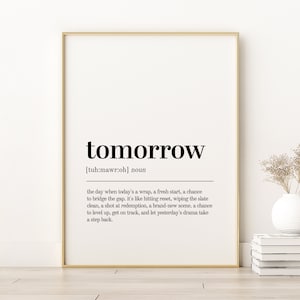 Tomorrow Definition Print, Tomorrow Printable Poster, Retro Minimalist Poster, Tomorrow Aesthetic Poster, Dictionary Print, Instant Download