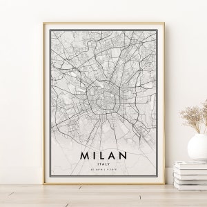 Mailand Karte Druck, Italien Stadt Karte Poster, personalisierte Geschenke, Mailand Italien Straßenkarte, benutzerdefinierte Mailand Karte Kunst, Geschenke für ihn, digitaler Download