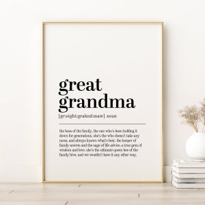 Great Grandma Definition Print, Great Grandma Poster, Inspirational Poster, Printable Art, Quote Print, Minimalist Print, Instant Download