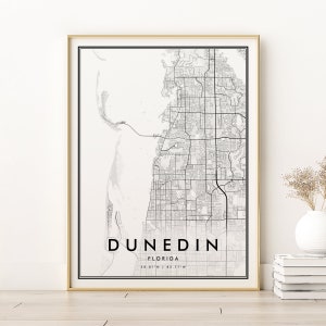 Dunedin Florida Map Print, cadeaus voor haar, Minimalistische Dunedin City Map, Dunedin Florida Retro Office Print, wall art stadsplattegrond, Digitale Prints