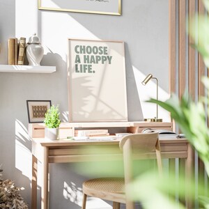 Choose a happy life Print | Glamorous Typography Print | happy life Quote Art Poster | Modern Party Decor | Gift For Her | Instant Download image 5