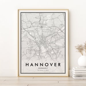 Hannover Karte Drucken, Hannover personalisierte Stadt Karte, neuer Job Geschenk, Jeder Ort Straßenkarte Poster, Retro Stadt Karte Kunst, sofortiger Download