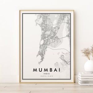 Mumbai Karte Drucken, Mumbai Indien personalisierte Stadt Karte, neuer Job Geschenk, benutzerdefinierte Lagen Karten, Geschenke für ihn, Mumbai City Map, sofortiger Download