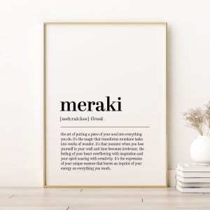 Meraki Definition Print, Meraki Printable Poster, Retro Wall Art Prints, Minimalist Poster, Aesthetic Poster, Meraki Print, Instant Download
