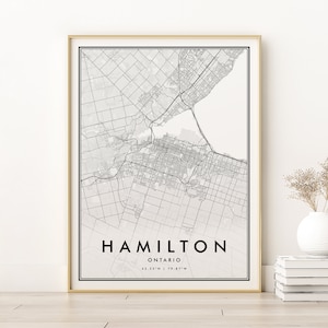 Hamilton Map Print, Hamilton City Map, New Home Gift, Printable Canada Poster, Retro Hamilton Ontario Map Poster, instant download road map