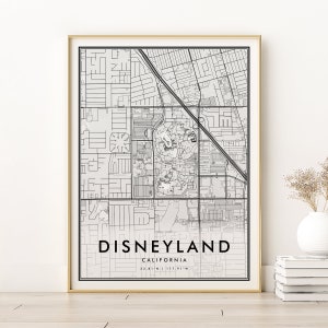 Impresión de mapas de Disneyland Anaheim, mapa personalizado de Disneyland California, arte de mapas minimalista, decoración navideña, mapas de viaje retro, descarga digital