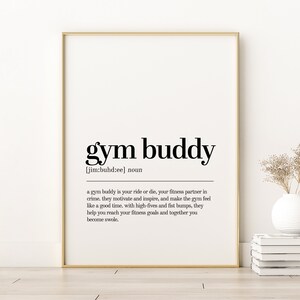 Gym Buddy Definition Print, Printable Poster, Gym Buddy Art Prints, Minimalist Poster, Aesthetic Poster, Dictionary Print, Instant Download