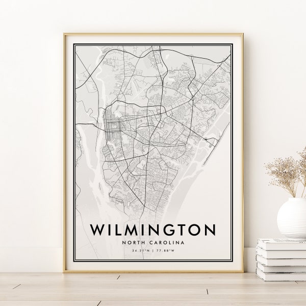 Wilmington Map Print, Wilmington North Carolina City Map, Gift Map Poster, personalized travel road map, gifts for her, Digital Download