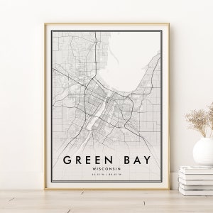 Green Bay Map Print Wisconsin USA poster, poster minimalista della mappa della città di Green Bay Wisconsin, stampa mappa moderna, regalo unico, download digitale