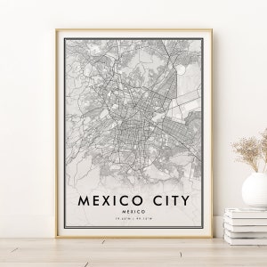 Impresión de mapas de la Ciudad de México, Cartel de la hoja de ruta de México, regalos para ella, Mapa minimalista de la Ciudad de México, Impresión de oficina, mapa de la ciudad de arte de pared, Descarga digital