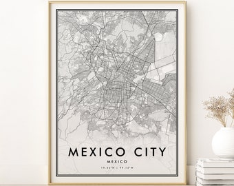 Mexiko-Stadt Karte Drucken, Mexiko Straßenkarte Poster, Geschenke für sie, Minimalistische Mexiko-Karte, Bürodruck, Wandkunst, digitaler Download