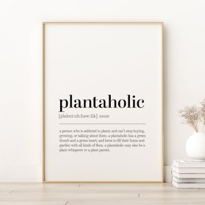 Impressão de definição Plantaholic, impressão minimalista arte moderna de parede, arte de parede de amor próprio, impressão de citação Plantaholic, download digital Plantaholic