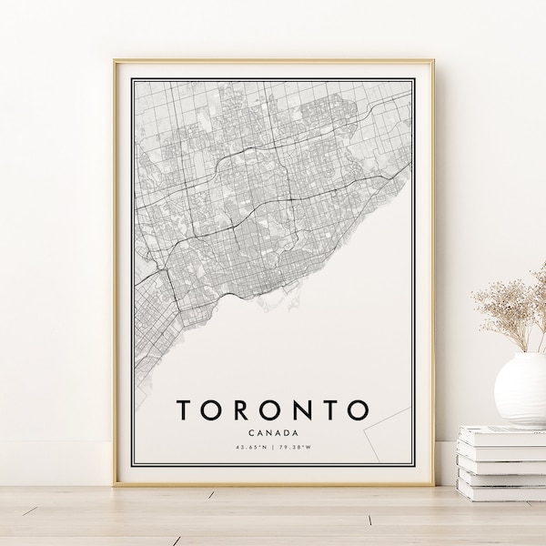 Toronto Map Print, Canada Toronto City Map Gift Poster, Minimalist Toronto Ontario Map Print, engagement map print poster, Instant Download