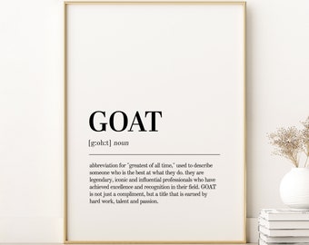 Goat Definition Print, Goat Dictionary Print, Birthday Gift Idea, Gifts For Him, Goat Printable Wall Art, Goat Digital Download