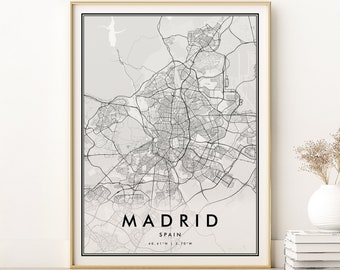 Madrid Map Print ,Madrid City Map, Madrid Spain Personalized Map, Personalized Madrid Spain Street Map Art, Retro City Map, Digital Download