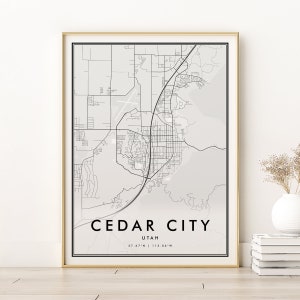 Cedar City Map Utah, USA Minimalistische Karte, Cedar City Utah Karte Poster, moderne Karte Druck, einzigartiges Geschenk, Geschenke für ihn, digitaler Download