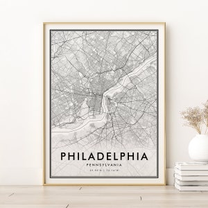 Philadelphia Karte Drucken, Philadelphia Pennsylvania Stadt Karte Poster, minimalistische Straßenkarte Kunst, Urlaub Dekor, Geschenke für ihn, digitaler Download